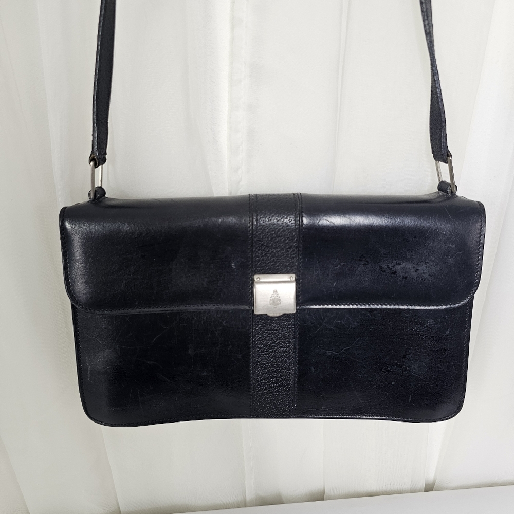 Vintage Mark Cross Black Leather Shoulder Bag